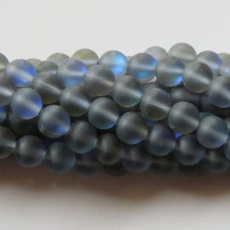 50pcs 6mm Created Iridescent Frosted Round Glass Beads - Mermaid Glass / Aura Quartz