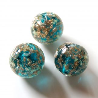 12mm Gold Sand Glow Lampwork Glass Beads Turquoise