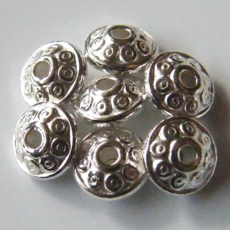 6x3mm silver zinc alloy metal bicone spacer beads