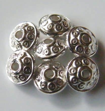 6x3mm silver zinc alloy metal bicone spacer beads