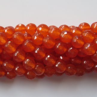 8mm Round Gemstone Beads - Faceted Malaysian Jade - Orange