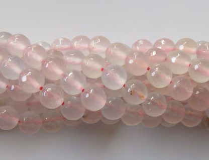 8mm Round Gemstone Beads - Faceted Malaysian Jade - Pale Ice Pink