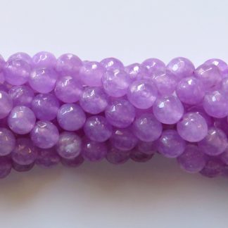 8mm Round Gemstone Beads - Faceted Malaysian Jade - Pale Violet