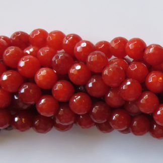 8mm Round Gemstone Beads - Faceted Malaysian Jade - Red