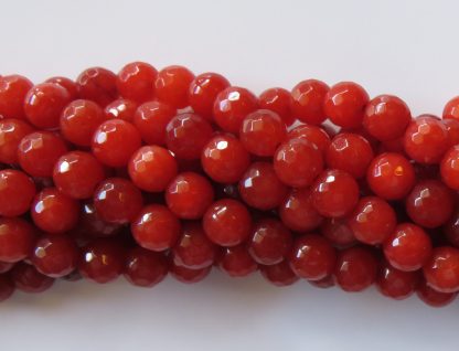 8mm Round Gemstone Beads - Faceted Malaysian Jade - Red