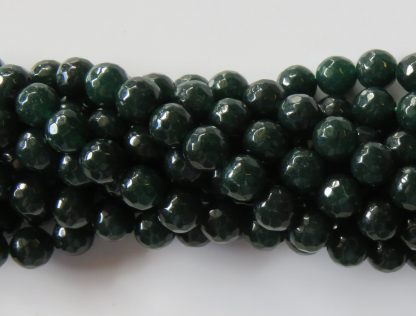 8mm Round Gemstone Beads - Faceted Malaysian Jade - Dark Forest Green