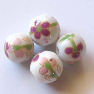 10mm white daisy chain porcelain bead