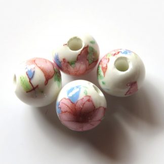 10mm white pink peony flower porcelain bead