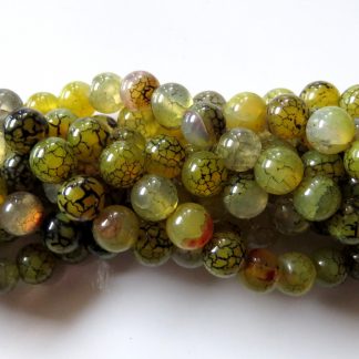 8mm golden olive dragon vein agate round gemstone beads