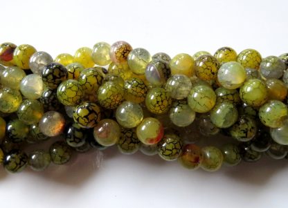 8mm golden olive dragon vein agate round gemstone beads