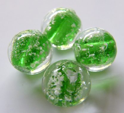 10mm glow round lampwork glass beads green