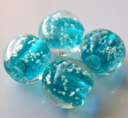 10mm glow round lampwork glass beads turquoise