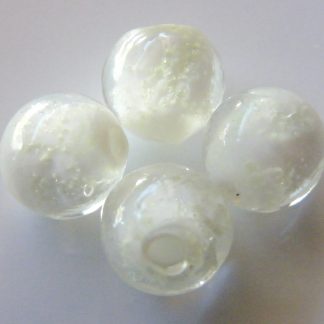 10mm glow round lampwork glass beads white
