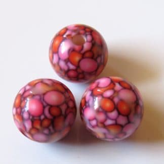 12mm Round Porcelain/Ceramic Beads - Pink Bubbles