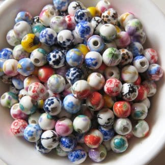 6mm white mixed porcelain bead