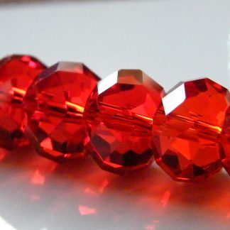 9x12mm Faceted Crystal Rondelles - Bright Red