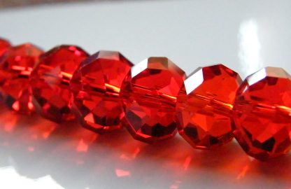 9x12mm Faceted Crystal Rondelles - Bright Red