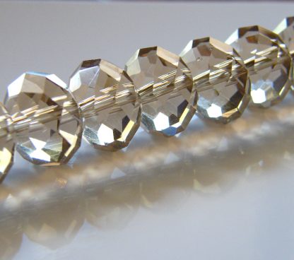 9x12mm Faceted Crystal Rondelles - Pale Smoky Topaz