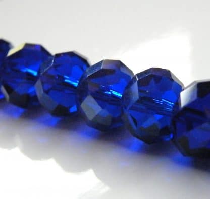 9x12mm Faceted Crystal Rondelles - Cobalt Blue