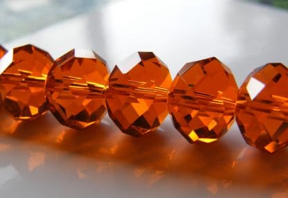9x12mm Faceted Crystal Rondelles - Dark Orange
