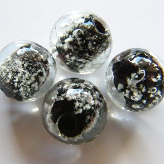 10mm glow round lampwork glass beads black