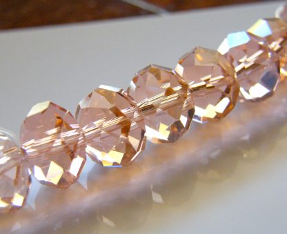 9x12mm Faceted Crystal Rondelles - Pale Pink