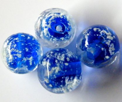 10mm glow round lampwork glass beads blue