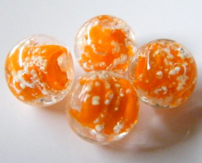 10mm glow round lampwork glass beads orange