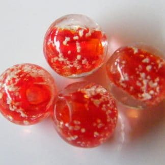 10mm glow round lampwork glass beads red