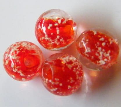 10mm glow round lampwork glass beads red