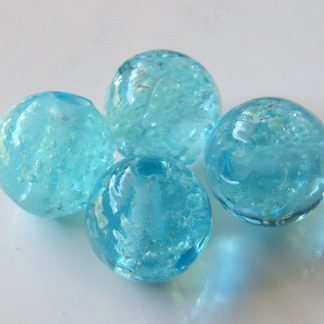 10mm glow round lampwork glass beads aqua