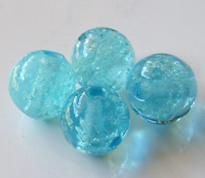 10mm glow round lampwork glass beads aqua