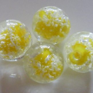 10mm glow round lampwork glass beads yellow