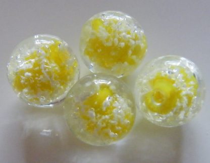 10mm glow round lampwork glass beads yellow