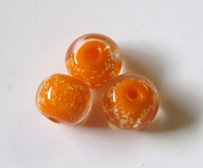 8x10mm orange glow rondelle lampwork glass beads