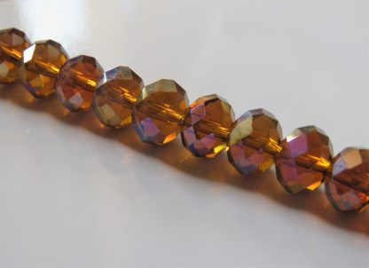 8x10mm Faceted Crystal Rondelles - Amber AB