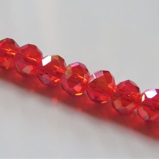 8x10mm Faceted Crystal Rondelles - Bright Red AB