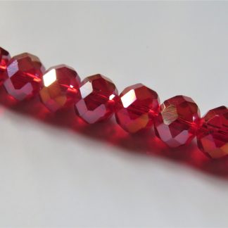 8x10mm Faceted Crystal Rondelles - Red AB