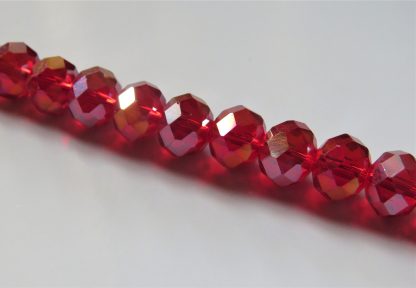 8x10mm Faceted Crystal Rondelles - Red AB