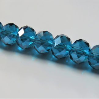 8x10mm Faceted Crystal Rondelles - Dark Turquoise AB
