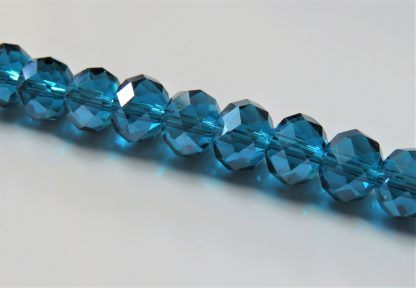8x10mm Faceted Crystal Rondelles - Dark Turquoise AB
