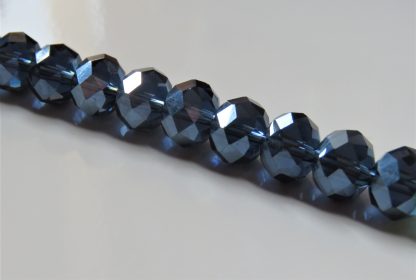 8x10mm Faceted Crystal Rondelles - Montana Blue AB