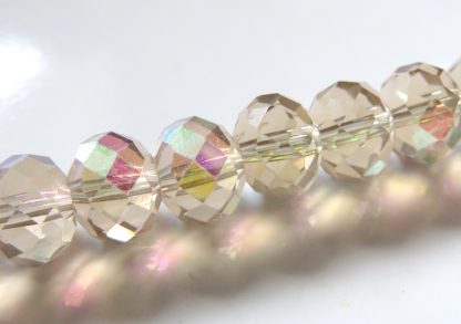 8x10mm Faceted Crystal Rondelles - Pale Smoky Topaz AB