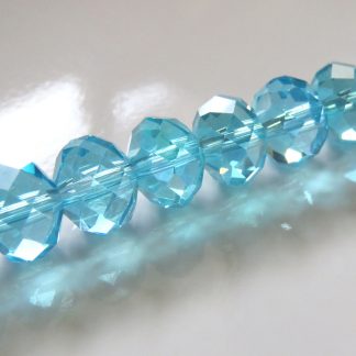 8x10mm Faceted Crystal Rondelles - Bright Aqua AB
