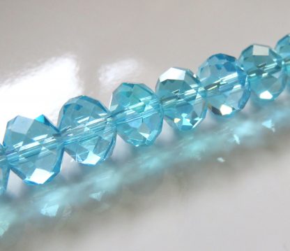 8x10mm Faceted Crystal Rondelles - Bright Aqua AB