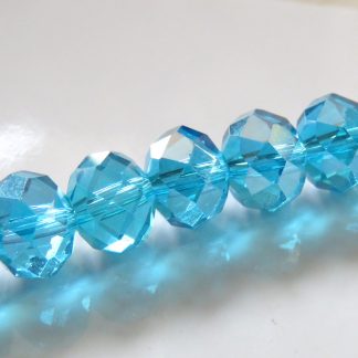 8x10mm Faceted Crystal Rondelles - Bright Blue AB