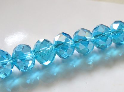 8x10mm Faceted Crystal Rondelles - Bright Blue AB
