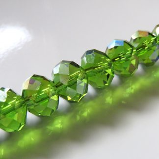 8x10mm Faceted Crystal Rondelles - Bright Green AB