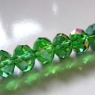 8x10mm Faceted Crystal Rondelles - Green AB