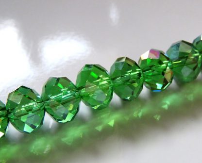 8x10mm Faceted Crystal Rondelles - Green AB